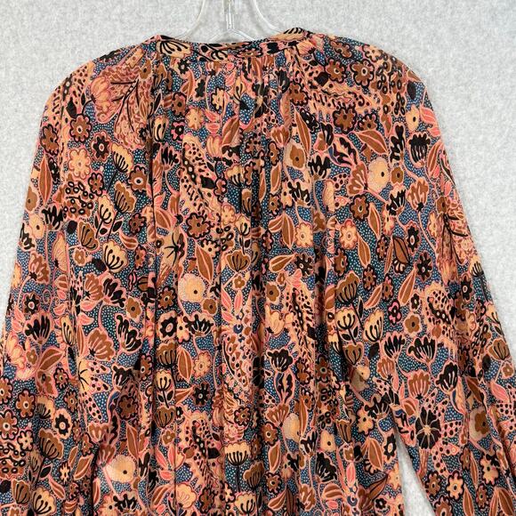 A.L.C. 100% Silk Blouse Size 6 Dark Floral Sheer Career Day to Night Elegant - Picture 7 of 16